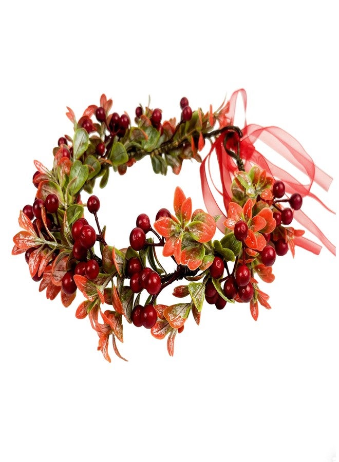 TOECWEGR Christmas Flower Crown Floral Wreath Red Berry Pine Cone Crown Forest Woodland Wedding Headpiece Headband - Image 4